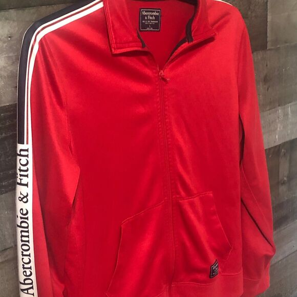 Abercrombie & Fitch L Y2K Logo Sleeve Vtg Mens Full Zip Sweatshirt Jacket Preppy - Picture 3 of 9